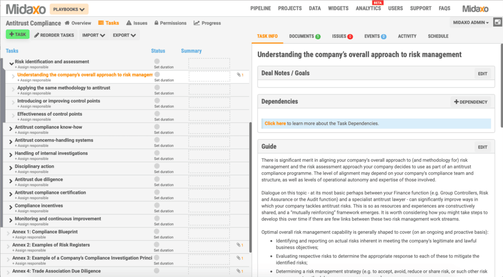 Image of Antitrust Compliance screen