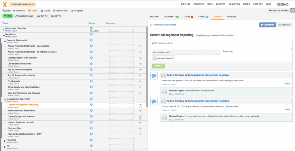 Image of Divestment Solution screen