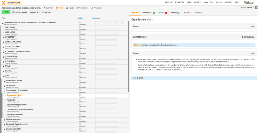 Image of Due Diligence Playbooks screen