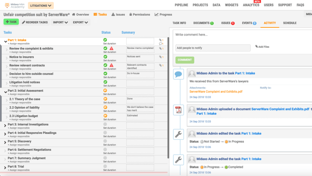 Image of Collaborative Project Management screen