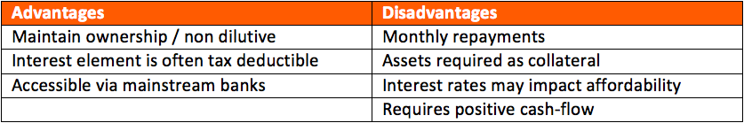 Term Loan – Advantages/Disadvantages table