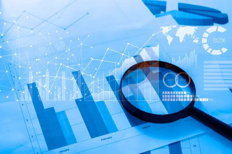 Overlapping charts and graphs depicting the M&A Due Diligence Process